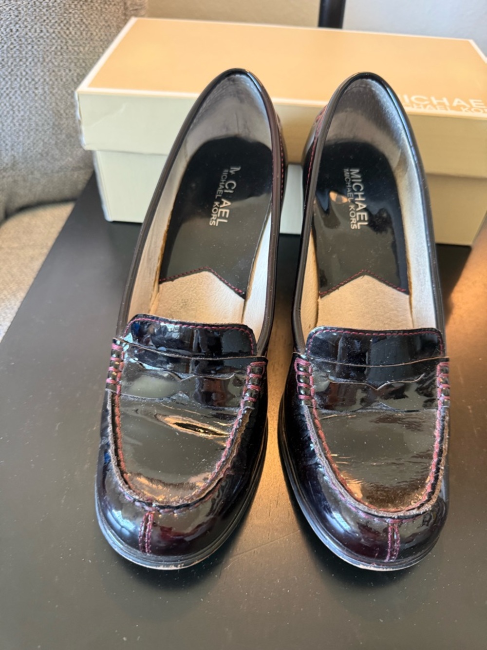 Michael Kors Women's Patent Leather Loafers in Deep Burgundy - Picture 6 of 7
